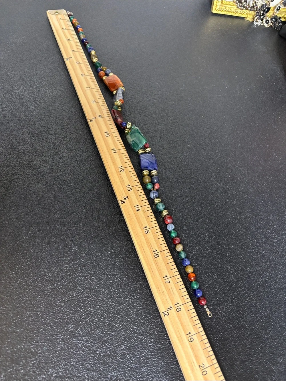 Multicolored Polished Stone Bead Acrylic Necklace - Bold Color Statement